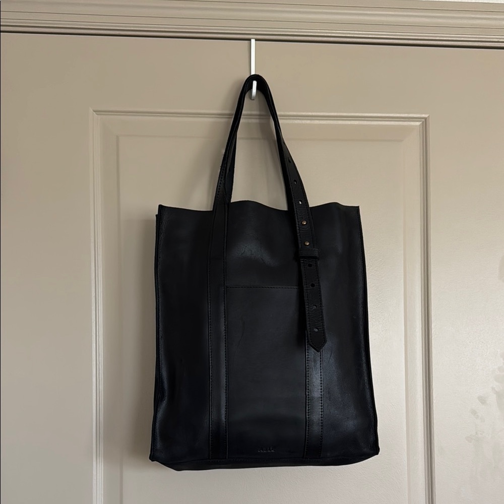 ABLE Black Leather Tote Bag